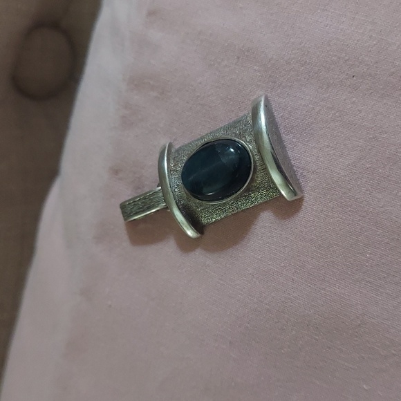 Vintage Oval  Labradorite Art Nouveau Sterling Silver Pendant 830 - Picture 12 of 14